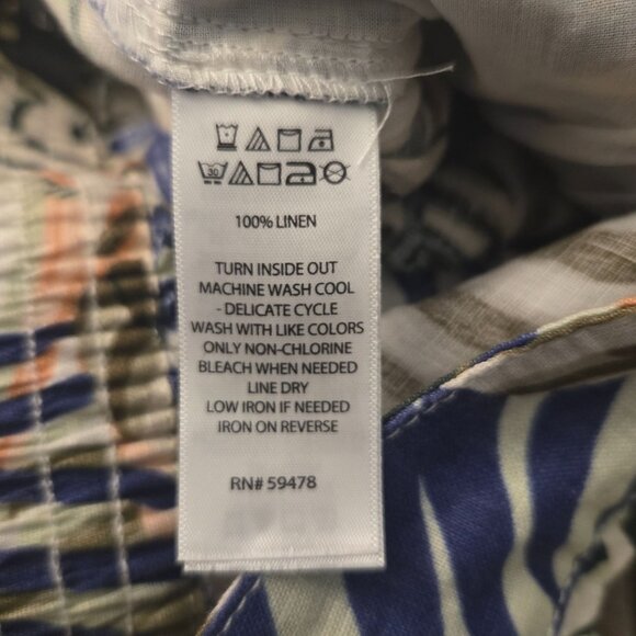 Tahari 100% Linen Pull On Wide Leg Pants L Tropic Leaf Print Resortwear NWT - Picture 7 of 10